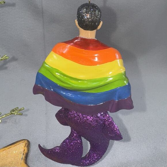December Diamonds Pride Merman Ornament 2014 Rainbow Cape Glitter Tail Retired - Picture 4 of 13